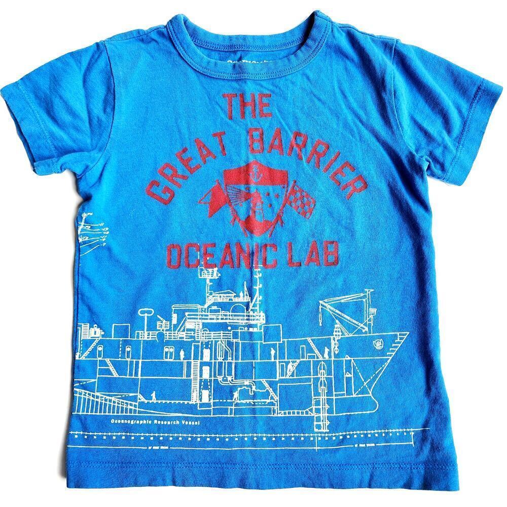 Crewcuts 3T Blue Tee Oceanic Lab Short Sleeve Tee -EUC J. Crew